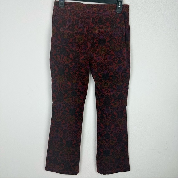NWOT Free People Brocade Crop Flare Pants Red Multicolor Size 2 - Picture 4 of 12